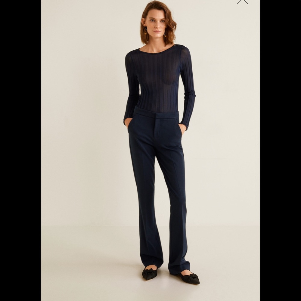 Mango flare high waisted cotton blend pants
